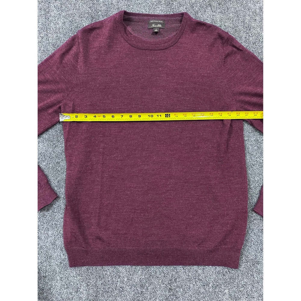 Tasso Elba Mens Large Burgundy 100% Extrafine Merino Wool Crewneck Sweater
